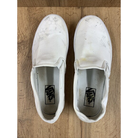 VANS Off The Wall Classic Slip On Skate Loafer Shoes Size 9 White Canvas 721356 - Picture 12 of 16